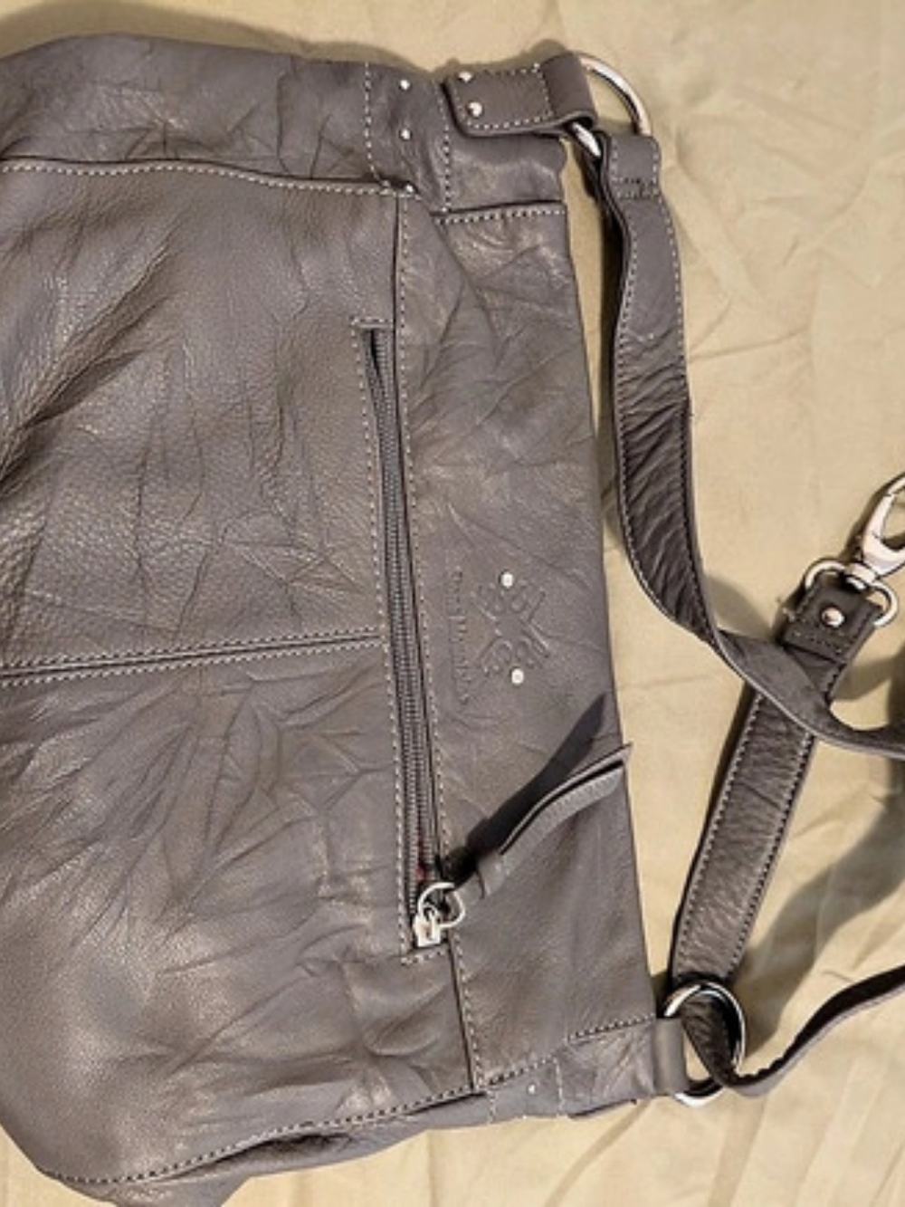 Tignanello/Stone Mountain Gray Crossbody bag, Leather